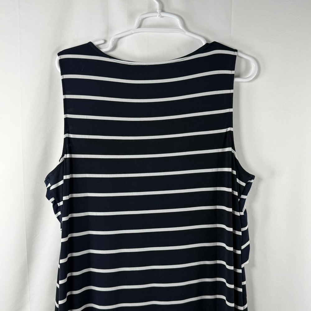 Alfani Womens Navy Blue White Striped Tiered Layered Sleeveless Maxi Dress XL - Picture 13 of 14
